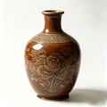Chestnut Dragon and Peony Relief Ceramic Vase