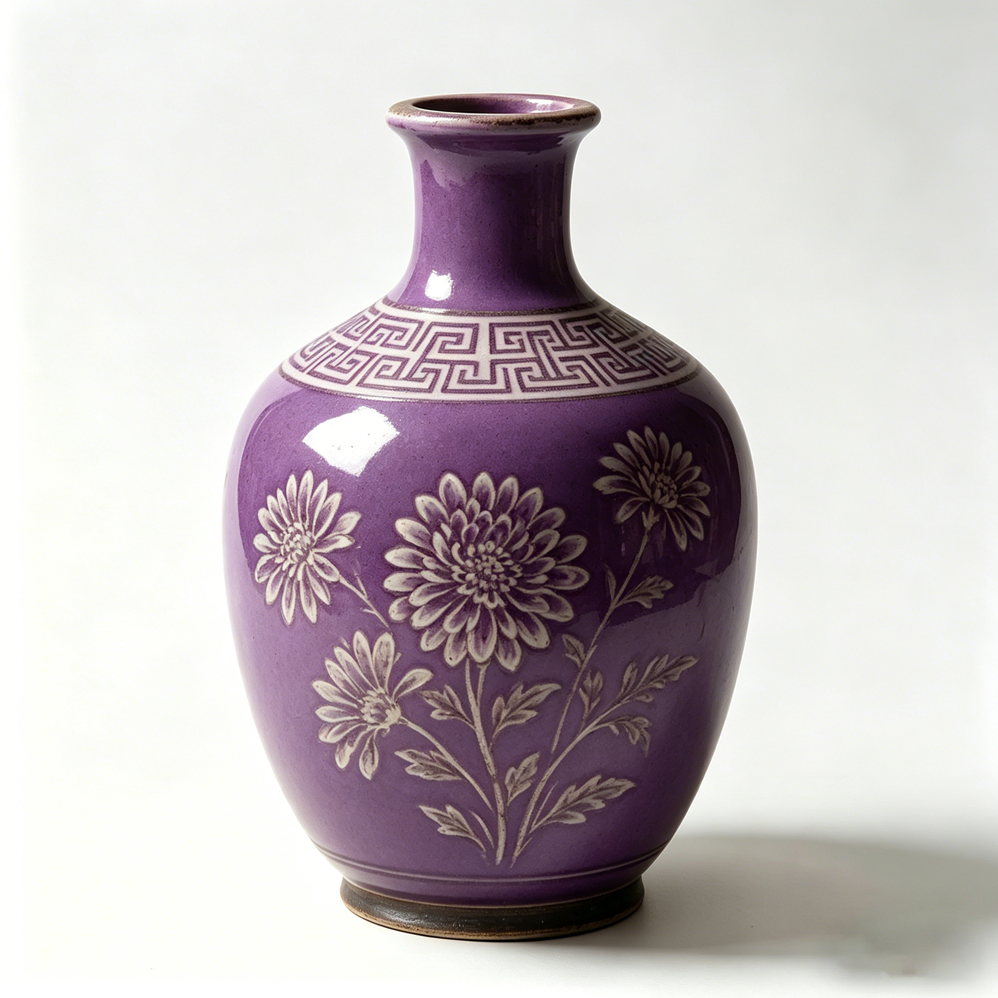 Amethyst Chrysanthemum Ceramic Bottle Vase