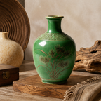 Jade Green Pine Ceramic Bottle Vase