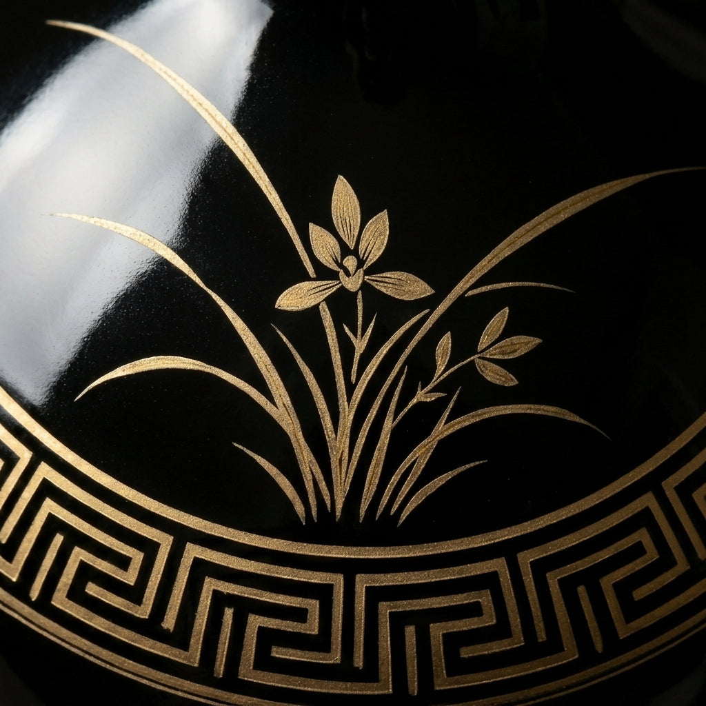 Obsidian Black Ceramic Orchid Vase
