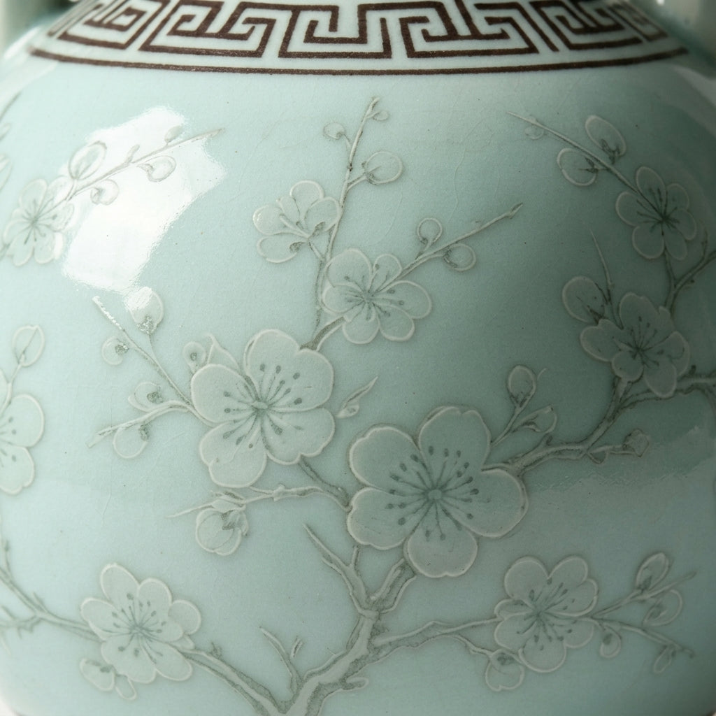 Celadon Blossom Ceramic Amphora Vase