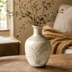 Ivory Sepia Orchid Ceramic Bottle Vase