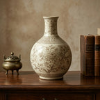 Sepia Chrysanthemum Ceramic Bottle Vase