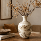 Vintage Sepia Landscape Ceramic Bottle Vase