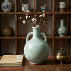 Celadon Blossom Ceramic Amphora Vase