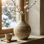 Sepia Chrysanthemum Ceramic Bottle Vase